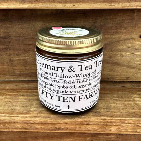 4 ounce jar of Rosemary and Tea Tree whipped tallow